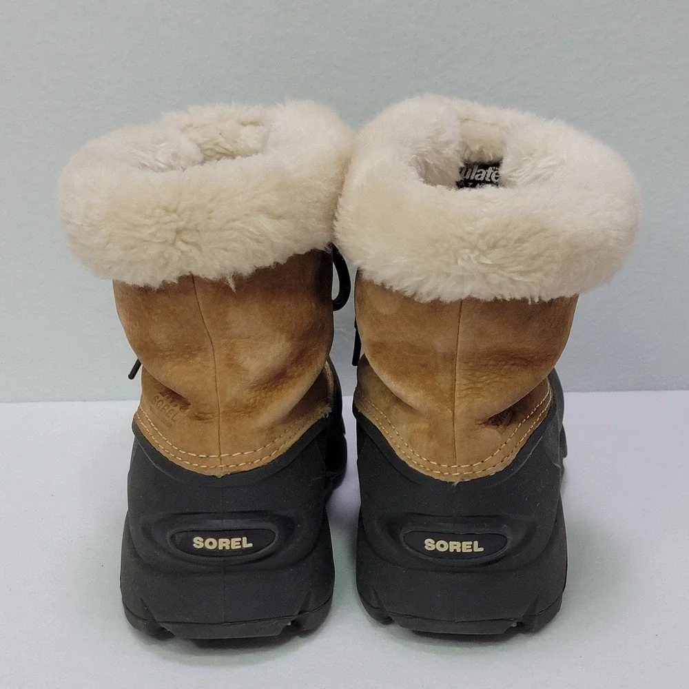 Sorel Snow Boots Womens Size 6.5 Brown Suede Faux Fur Ankle Winter NL1810-234